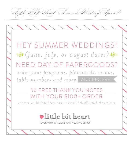 summerweddingspecial summer wedding special - 50 free thank you notes with your $100 order!